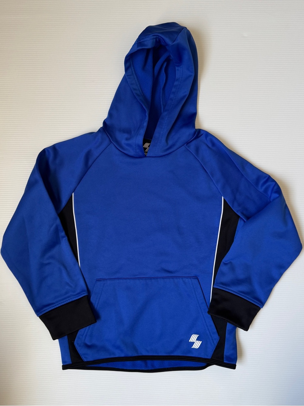 Kids Blue Hooded Athletic Sweatshirt with Contrast Panels